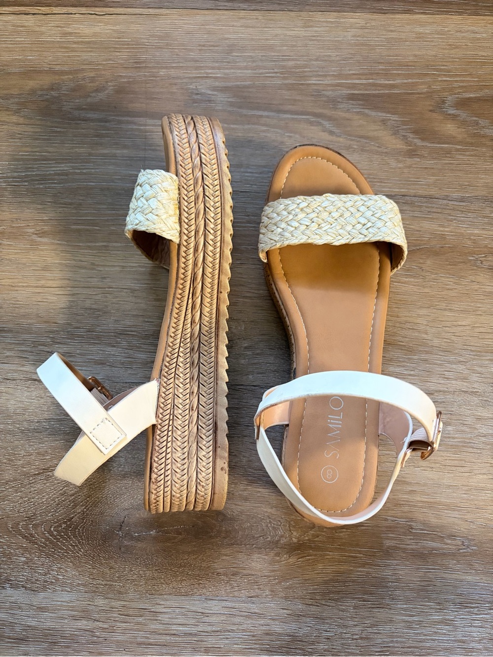 Samilor Cream/Tan Platform Sandal, sz 8